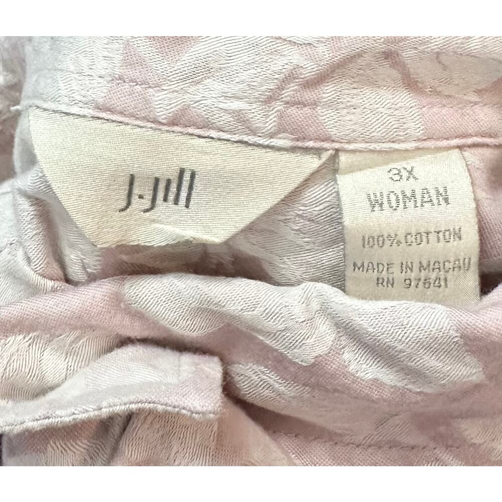 J. Jill Textured Pure Cotton Floral Shirt Pink Plus Size 3X - Picture 9 of 9